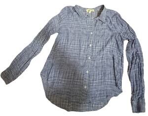 CLOTH & STONE Women’s Blue Striped Button Down Collared Blouse Size Small